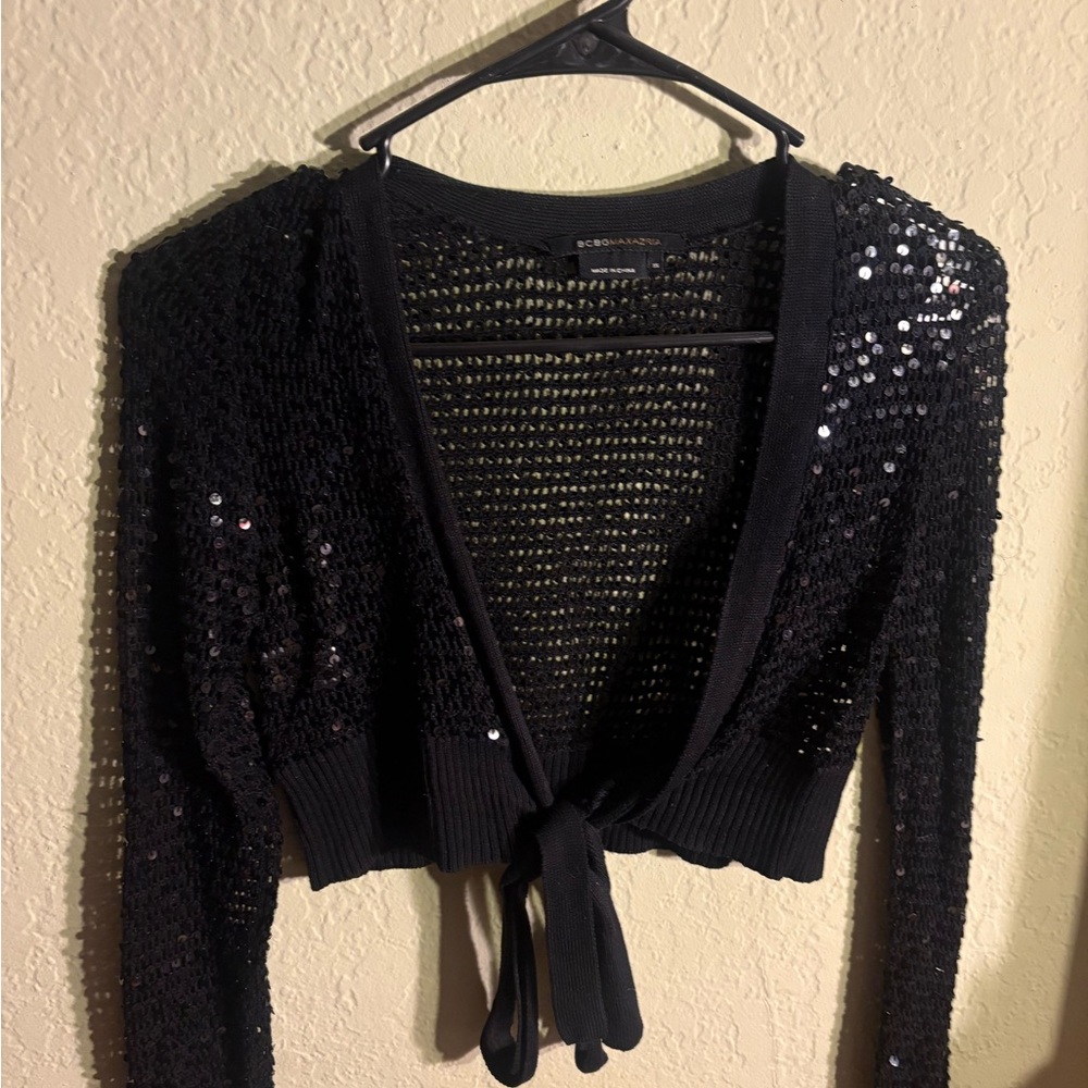 Black Sequin Cardigan